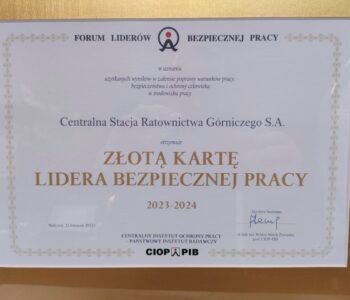 Złota Karta Lidera Bezpiecznej Pracy dla CSRG S.A.